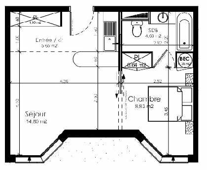 1-Bed Lot Plan Example